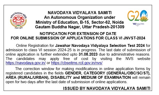 JNVST EXTENDED UPTO 31-08-2023