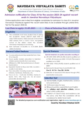 Admission in Class XI